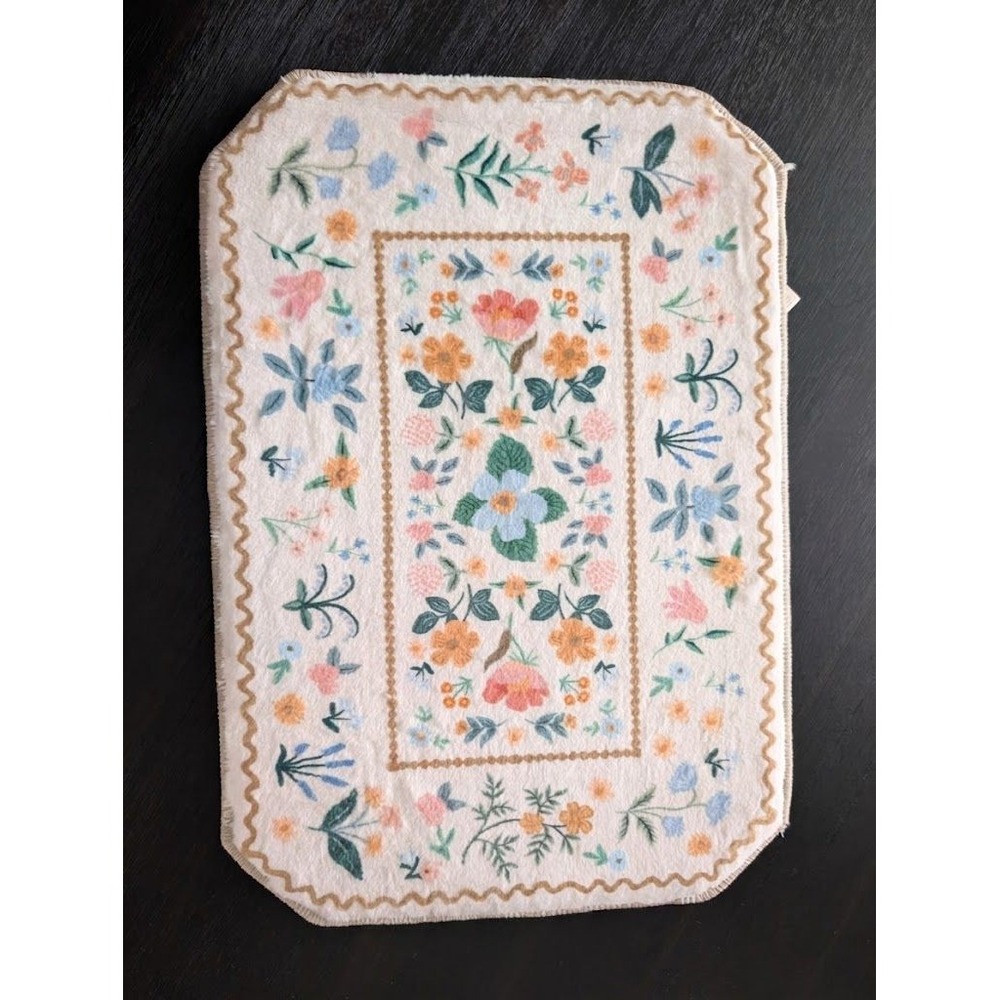 Rifle Paper Co x Loloi Delilah Floral Bath Rug Ivory 17" x 24" Cottage Garden